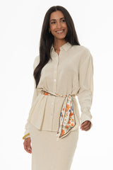 Oatmeal Linen Feel Blouse