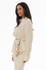Oatmeal Linen Feel Blouse