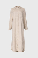 Oatmeal Linen Maxi Shirt Dress