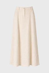Oatmeal Paneled Linen Feel Maxi Skirt