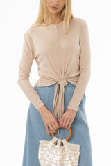 Oatmeal Ribbed Tie T-Shirt