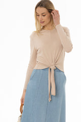 Oatmeal Ribbed Tie T-Shirt