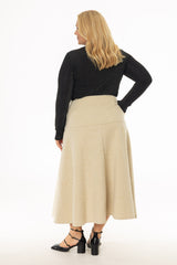 Oatmeal Soft Feel A-Line Maxi Skirt