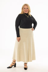 Oatmeal Soft Feel A-Line Maxi Skirt