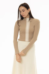 Oatmeal Striped Knit Turtleneck
