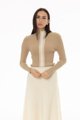 Oatmeal Striped Knit Turtleneck