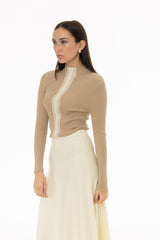 Oatmeal Striped Knit Turtleneck