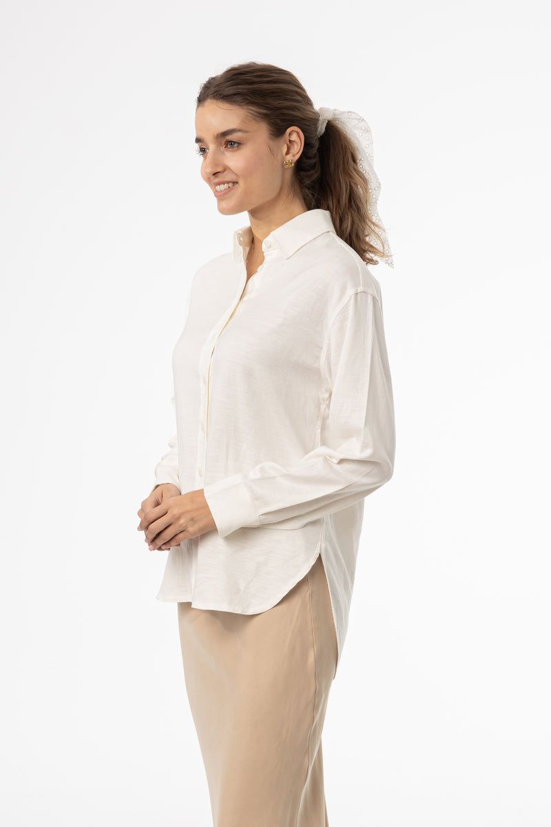 Off White Linen Blouse