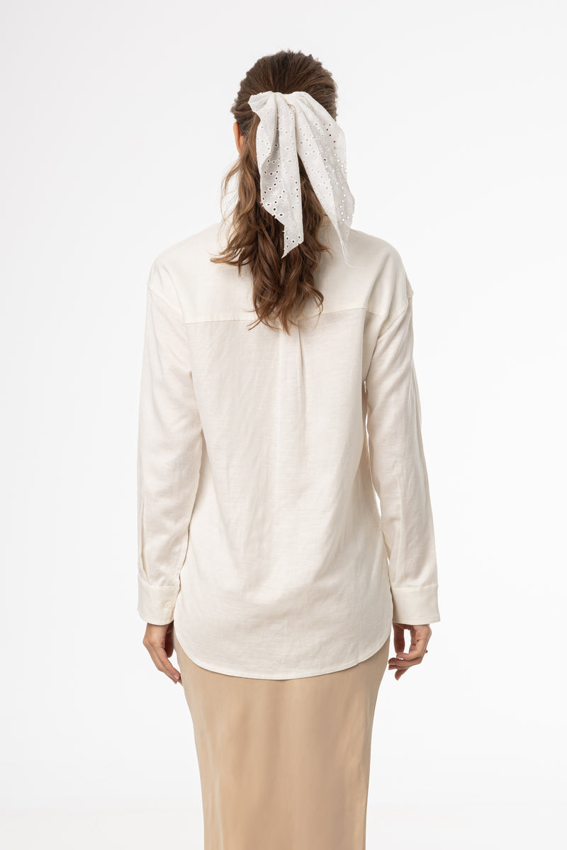 Off White Linen Blouse