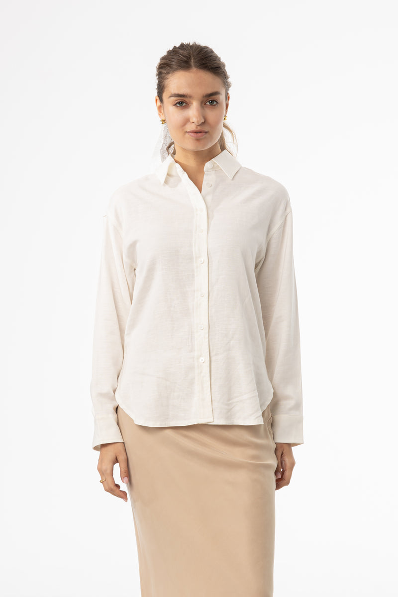 Off White Linen Blouse