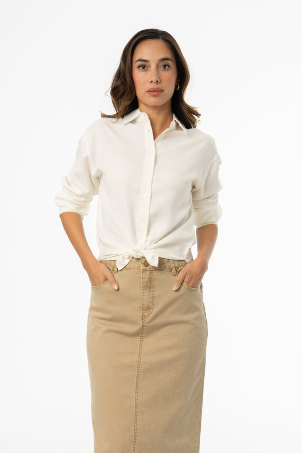 Off White Linen Blouse