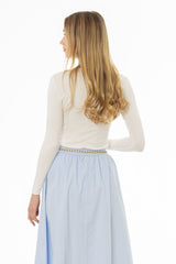 Off White Long Sleeve Ribbed T-Shirt