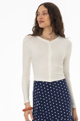 Off White Ribbed Cardigan