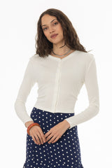 Off White Ribbed Cardigan