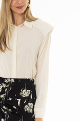 Off White Shoulder Pad Detail Blouse