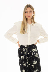 Off White Shoulder Pad Detail Blouse