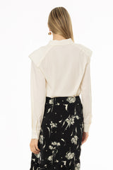 Off White Shoulder Pad Detail Blouse