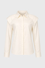Off White Shoulder Pad Detail Blouse