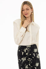 Off White Shoulder Pad Detail Blouse