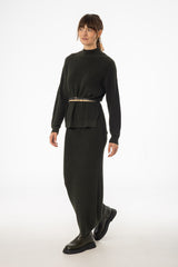 Olive Knit Maxi Skirt