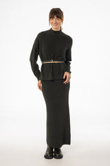 Olive Knit Maxi Skirt