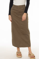 Olive Basic Denim Maxi Skirt