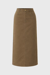 Olive Basic Denim Maxi Skirt