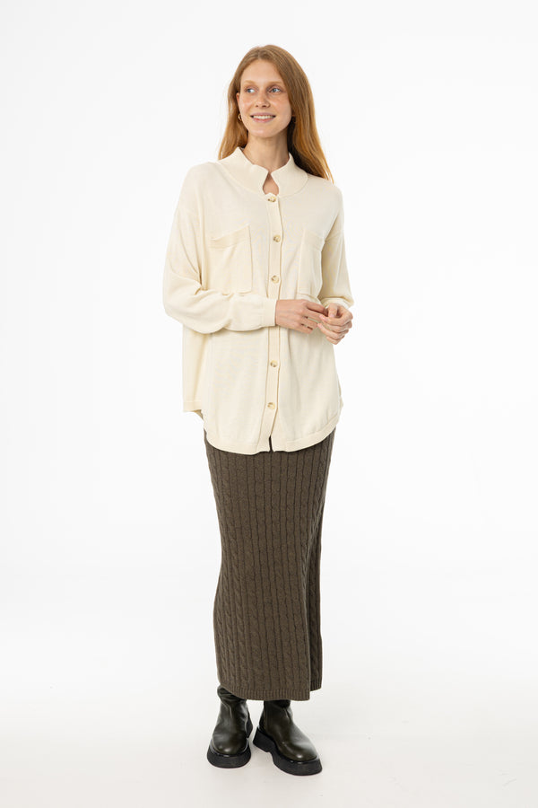 Olive Cable Knit Skirt