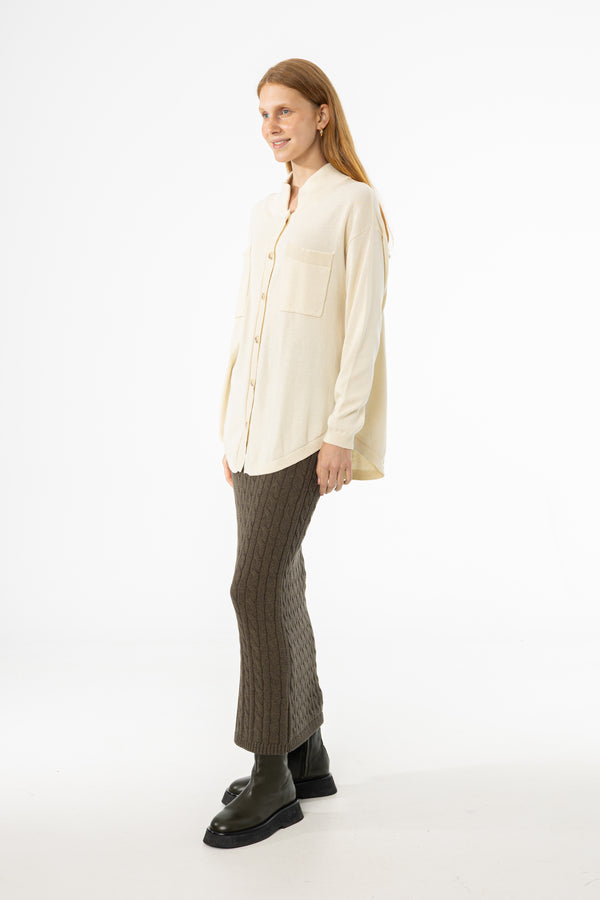 Olive Cable Knit Skirt