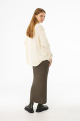 Olive Cable Knit Skirt
