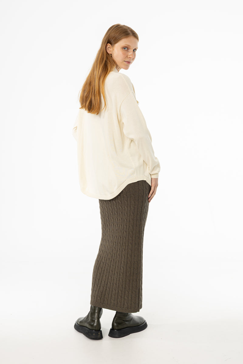 Olive Cable Knit Skirt