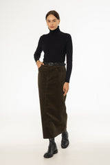 Olive Corduroy Skirt
