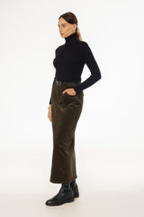 Olive Corduroy Skirt