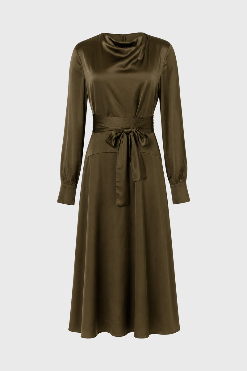cowl neck draped maxi dress Olive – BLANK Modern Fit boohoo Women's Ruffle Hem Exude elegance in the Color:Light Blue/Dark Blue Stripe