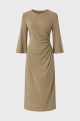 Olive Draped Jersey Maxi Dress