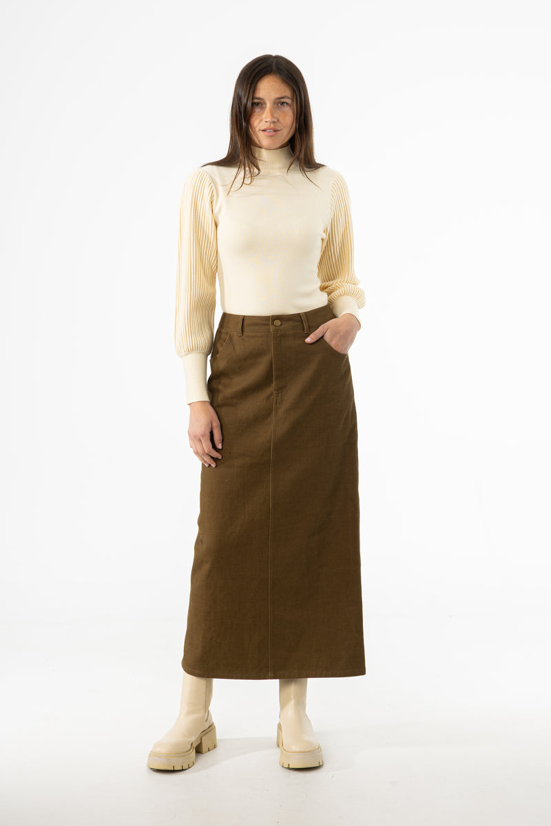 Olive Everyday Denim Skirt