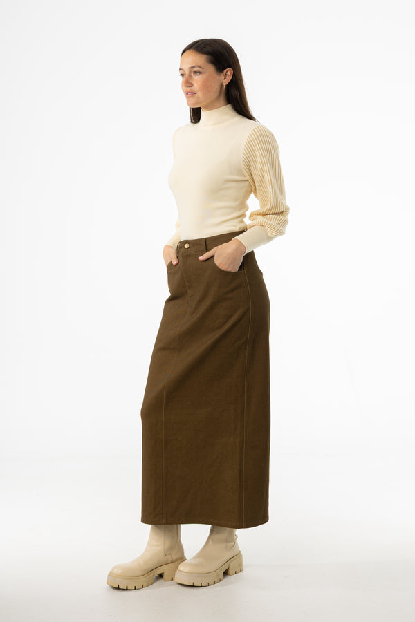 Olive Everyday Denim Skirt