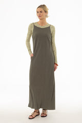 Olive Linen Feel Slip Dress