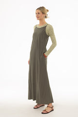 Olive Linen Feel Slip Dress