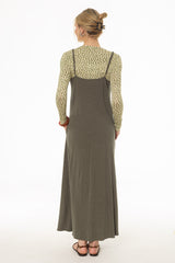 Olive Linen Feel Slip Dress