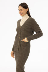 Olive Oversized Cable Knit Cardigan