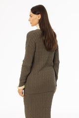 Olive Oversized Cable Knit Cardigan