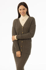 Olive Oversized Cable Knit Cardigan