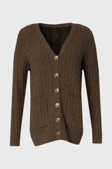 Olive Oversized Cable Knit Cardigan