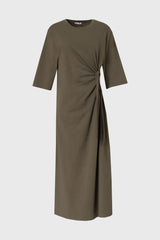 Olive Side Tie T-Shirt Maxi Dress