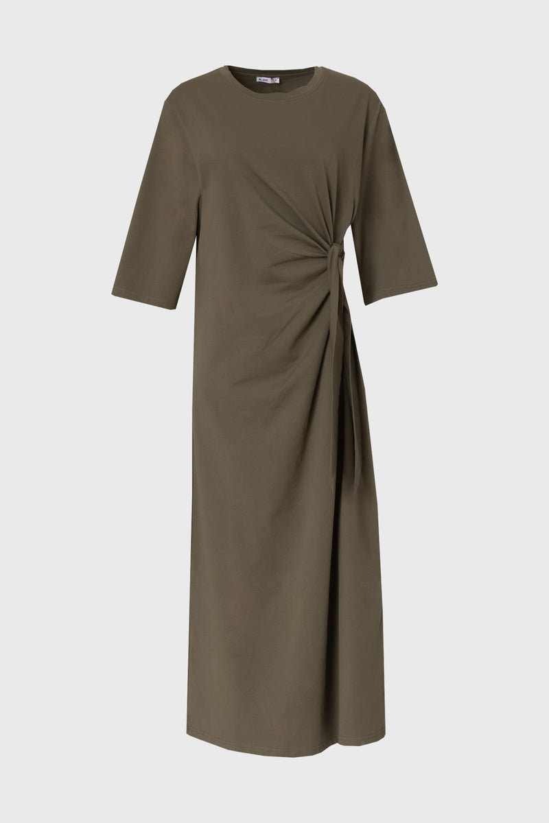 grey t shirt maxi dress Olive Side Tie T-Shirt Maxi Dress – BLANK