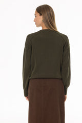 Olive Stitched Knit Sweater