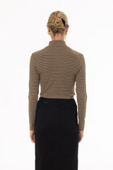 Olive Striped Turtleneck Top