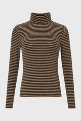 Olive Striped Turtleneck Top