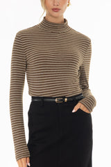 Olive Striped Turtleneck Top